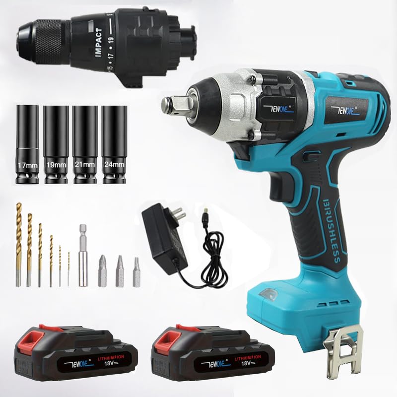 Amazon.com: NEWONE 20V Crodless Impact Wrench and Drill Set,2-Tool